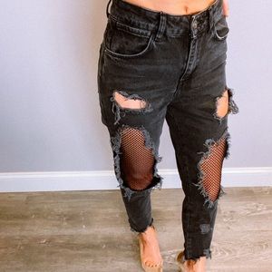 ZARA Black Jeans Mesh Details